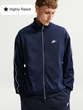 Nike Sportswear Club Oversized Knit Track Jacket ~ Obsidian HV1417-451 | Mens: L